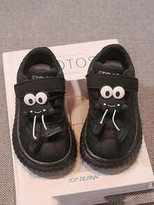 1 Pasang Sepatu Kasual Anak-Anak Lucu Bergambar Kartun dengan Sol Lembut dan Perekat, Anti Selip, Cocok untuk Semua Musim - Hitam - View 8