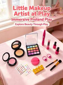 Children Girls Pretend Play Makeup Set Princess Bag Makeup Toys Holiday Gift, Not Real Cosmetics - Multicolor - View 4