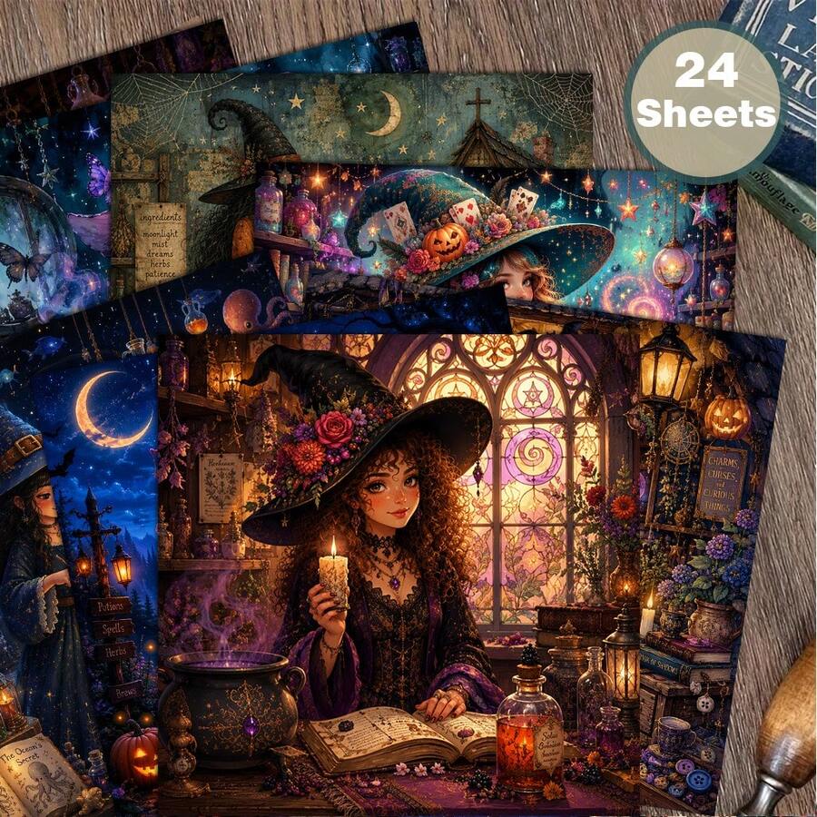 24pcs 6x6 Inch Fantasy Alchemy Cardstock, Healing Magic Scrapbooking ...