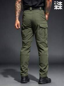 mulinsen Men's Cargo Long Pants, Straight Leg Tactical Pants With Multiple Flap Pockets, Reinforced Knees, Durable Outdoor Hiking Training Pants - Army Green - View 4