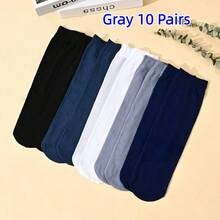 1/5/10/20 Pairs Loose Breathable Thin Elastic Socks - Comfortable And Unrestricted, Perfect For Leg Swelling And Elderly. Plus Size Mid-Calf Business Socks, Random Color, Unisex Versatile Style - Multicolor - View 18