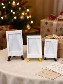 1pc White Mini Photo Easel Frame, Reusable Desktop Display Stand, Multi-Scene Decorative Gift, Suitable For Birthday, Anniversary, Holiday, For Friends And Classmates - Picture Frame Ornament - View 9