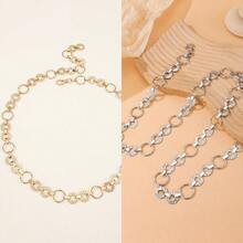 2PCS Women's Water Ripple Hollow Circle Design Party Maillard Classic Waist Belt, Suitable For Autumn/Winter Daily Casual Wear, Christmas Gift For Friends - Gold Silver - View 8