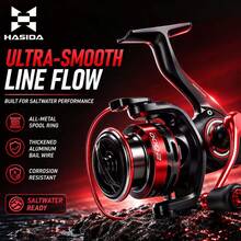 HASIDA X1 Rotating Fishing Reel, Full Metal Slanted Spool, Interchangeable Left/Right Hand Handle, Long Distance Casting, Universal Micro Fish Reel - Red - View 6