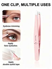 1pc High Precision Eyebrow Tweezers, Stainless Steel Eyebrow Trimming Tweezers, Suitable For Fine Hair And Beard, Ultra-Fine Flat Head Trimming Tool, Beauty Tool. Suitable For Home And Salon Use, Christmas Gift, Portable Eyebrow, Eyebrow Shaping Kit - A - View 2