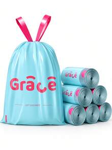 2 Rolls 200pcs Dopamine Tear-Free Drawstring Thickened Hand-Carry Extra Thick Kitchen Waste Garbage Bags Large Cartoon Design, Suitable For Kitchen, Bathroom, Living Room, RV, Bedroom, Office, Halloween And Christmas Gifts - A - View 11