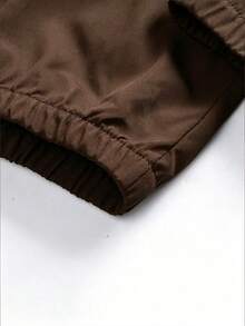 Women's Minimalist Loose Harem Pants, Slim Fit Wide Leg Trousers, Suitable For Daily Commute - Brown - View 7