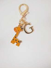 1PC Cute Giraffe Initial Keychain Pendant, Animal Theme With Golden Letter Decoration. Name Initial Keychain, Cute Accessory Suitable For Men And Women. Backpack Keychain Accessory, Great Gift For Boyfriends, Girlfriends, Classmates And Family, Small Party Favor - Multicolor - View 20
