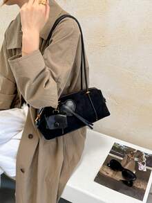 Women's Shoulder Bag, Fashionable Retro Elegant Minimalist Pendant Black Bag - Coffee - View 5