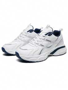 1 Pair Colorblock Retro Chunky Sneakers Casual Sports Running Shoes Mesh Breathable Comfortable Shock Absorbing Soft Bounce - White - View 5