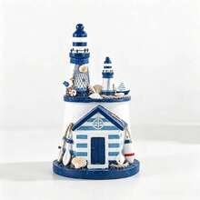 1pc Ocean Mini Lighthouse Mediterranean Style Home Decor Craft Gift Lighthouse Ornament - 1PC - View 4