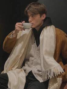 1pc Faux Cashmere Scarf, Men's Thick Neck Warmer Scarf, Suitable For Autumn/Winter, Men's Accessory - Multicolor - View 1
