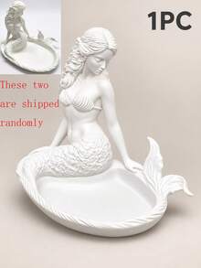 Mermaid Jewelry Tray, Exquisitely Carved Marine Creature Design With Clearly Visible Curly Hair And Fish Scale Texture. The Tray Groove Can Hold Delicate Silver Rings And Pearl Earrings, Suitable For Home Decor - Multicolor - View 11