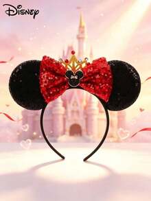 Disney 1pc Cartoon Cute Bow Amusement Park Decor Mickey Mouse Ear Headband, Red Princess Mickey Mouse Ear Hair Accessory, Hair Accessory - Multicolor - View 2