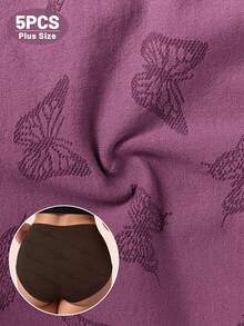 MIOTAN 5pcs Women's Plus Size Mid Waist Printed Briefs, Soft Stretch Everyday Panties Pack(1XL-5XL) - Multicolor - View 6