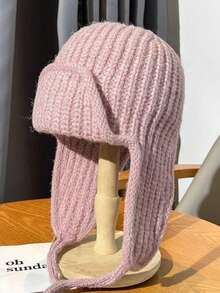 Women's Autumn/Winter Long Earflap Knitted Hat, Cycling Riding Cold-Proof Warm Hat, Face-Slimming Beanie, Lei Feng Hat, Winter Warm Hat, Perfect For Daily Wear - Multicolor - View 6