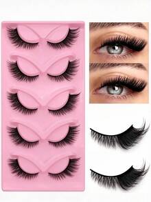 Fox Eye False Eyelashes 5 Pairs 3D Fluffy Cat Eye Lashes Synthetic Fiber Strip Lashes Natural Long Lengthening Eye Makeup Lashes Suitable For Daily, Party, Cosplay - View 4