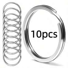 10/20/50/100Pcs Polished Silver Keyring Stainless Steel Hole Flat Key Ring Key Chain Rhodium Plated Round Split Keychain DIY Wholesale Christmas - Silver - View 7