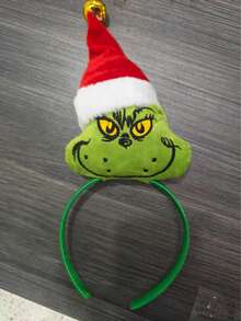 Panini Cute Grinch Plush Decorative Headband, Christmas Hat Design Green Headband, Holiday Costume Accessory, Christmas Party Photo Prop - One Size Fits All - View 7