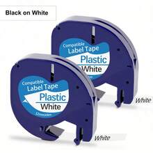 1 Roll 12mm X 4m Black On White Plastic Label Tape Refill, Compatible With Dymo LetraTag Label Makers, Replacement For 91331 (91201 S0721660), Suitable For DYMO LetraTag LT-100H, LT-100T, LT-110T Label Printers School Supplies - Black and White - View 11