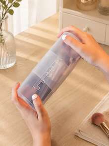 1pc Clear Telescopic Makeup Brush Storage Tube, 6 Adjustable Height Settings, Comes With Lid & Portable Pouch, For Travel & Daily Storage - Multicolor - View 6