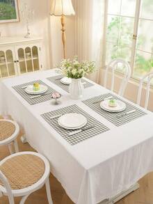 1/2/4pcs Gingham Placemats Set, Checkered Table Mats, Fresh & Cute Farmhouse Dining Table Decor, Cottagecore Kitchen Accessories, Vintage Style Home Decoration, Pastel Spring Aesthetic Table Decor - Olive Green - View 3