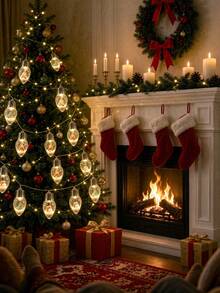 Christmas Wish Bottle Snowflake Ball LED String Lights, Built-In Santa Claus, Snowman, Reindeer And Mini Christmas Tree Warm Fairy Lights, Battery Operated Sparkling Light Beads, Suitable For Indoor/Outdoor Windows, Porch, Fireplace, Home Christmas Holiday Party Lighting Decoration - Multicolor - View 4