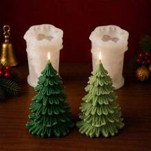 2 Packs 3D Christmas Tree Candle Molds, Silicone Pine Tree Candle Making Molds, For DIY Scented Candles, Christmas Holiday Home Decor, Handmade Gifts & Crafts - Mold - View 2