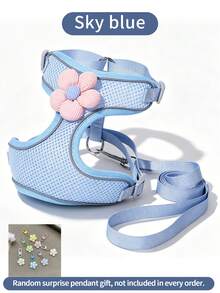 Cute Floral Decor Pet Harness And Leash Set With Small Pendant, Breathable Soft Mesh Reflective Adjustable Dog And Cat Vest Harness, Suitable For Puppies, Kittens And Small To Medium Dogs - Multicolor - View 13