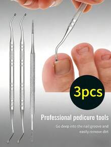 3-Piece Professional Foot Care Tool Set: Nail Groove Scraper, Nail File, And Toe Nail Lifter - Non-Slip Design, Firmly Fixes Nails, Suitable For Manicure And Pedicure, Precise Trimming And Removal, Durable Nail Care Tools, For Home And Salon Use, Nail Technician Supplies, Fashionable Metal Surface, High-Quality Structure - Multicolor - View 14