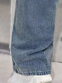 Tween Girl Y2K Casual Basic Loose Blue Jeans - Blue - View 5