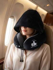 [Adjustable Neck Pillow] Adjustable U-Shaped Neck Pillow With Hood | Polyester Material, Hand Washable, Durable. Multiple Colors Available, Suitable For Car Travel And Outdoor Use, Providing Comfortable Neck Support. - Multicolor - View 4