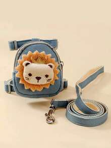 1pc Plush Lion Decorative Backpack Pet Collar And Leash Set, Chest Harness, Treat Bag For Food Or Poop Bags, Suitable For Walking Cats/Dogs, Designed For Small Cats And Dogs, Providing Effective And Comfortable Mobility Support - Multicolor - View 7