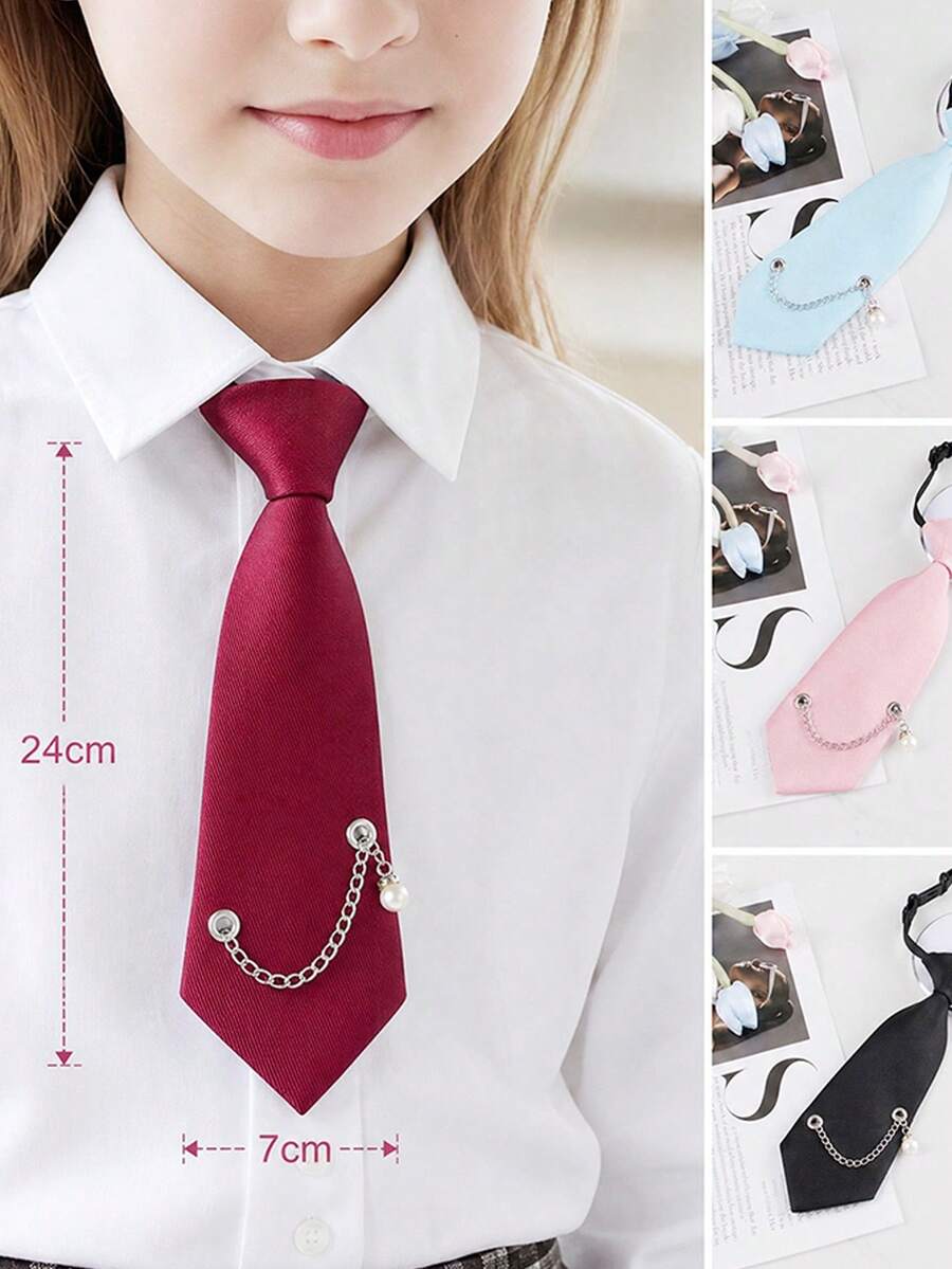 1pc Chain Slouchy Tie, Suitable For Casual Streetwear, Daily Wear, College Style Shirts - Multicolor - View 1