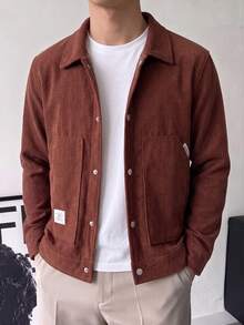 Boys' Vintage Corduroy Jacket, Thickened Loose Fit Jacket For Autumn/Winter - Brown - View 2