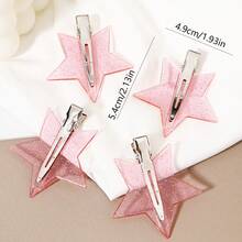 4pcs Hair Clips, Sweet Hair Clips, Star-Shaped Hair Clips, Cute Fashion Women's Hair Clips, Wrinkle-Free Edge Clips, Hair Accessories - A - View 4