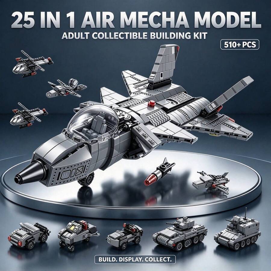Set Perakitan Robot Udara 25-in-1, Kit Model Kelas Kolektor Dewasa 510+ Bagian, Termasuk Kokpit, Sayap, dan Struktur Modular, Cocok untuk Hadiah Halloween, Natal, Thanksgiving, dan Ulang Tahun, Sempurna untuk Kolektor - 510+ PCS model mekanik udara - View 1