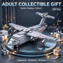 Large Military Transport Aircraft Building Model, 707-Piece Adult Collector-Grade Building Block Set, Wide Wings, Engines And Landing Gear, Suitable As Gift For Hobby Collectors On Halloween, Christmas, Thanksgiving And Birthday - Large Military Transport Aircraft - View 4