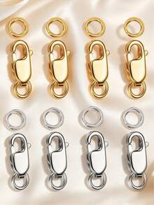 Stainless Steel Lobster Claw Clasps With Closed Jump Rings & 14K Gold Necklace Clasp & Connectors For Jewelry Making, Bracelet Extender - Connectors - View 1