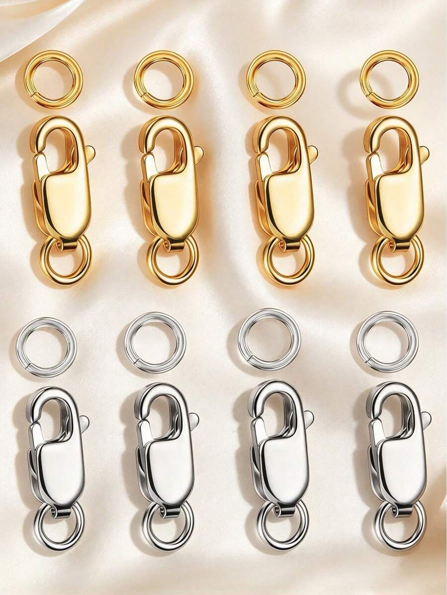 Stainless Steel Lobster Claw Clasps With Closed Jump Rings & 14K Gold Necklace Clasp & Connectors For Jewelry Making, Bracelet Extender - Connectors - View 1