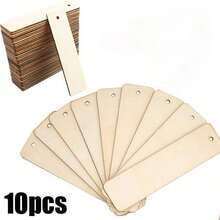 5/10/20/40/60/120pcs Blank Wooden Bookmarks, DIY Rectangular Wooden Tags With Rope, Suitable For Wedding, Birthday Party, Rustic Holiday Book Decoration - Multicolor - View 12