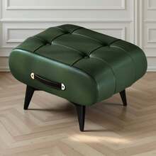 Banquinho Vintage de Couro Sintético Encerado, Banquinho de Couro Artificial Quadrado Pequeno, Couro Sintético Luxuoso e Suave, Design Minimalista Moderno, Adequado para Armazenamento de Sapatos na Entrada da Casa, Assento de Piquenique, Móvel Decorativo de Banquinho para Sala de Estar e Quarto - Multicolorido - Visão 16