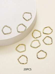 5/10/20pcs Alloy Gold Asymmetrical Liquid Handmade Circle Pendants For Earrings And Necklace Pendants - Multicolor - View 5
