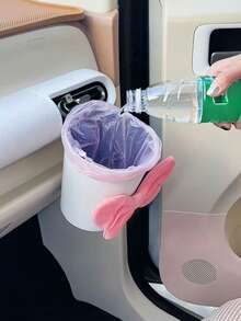 1PC Pink Bow Air Vent Trash Can Car Air Vent Trash Can Air Vent Storage Decoration Car Accessories - Garbage Can - View 4