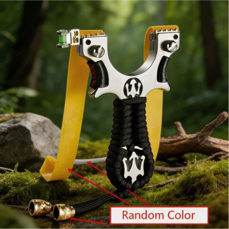 Stainless Steel Precision Flat Band Slingshot, Quick-Press No-Tie Outdoor Entertainment Slingshot Frame, Adult Competitive Shooting Slingshot, Suitable For Outdoor Sports - A - View 1