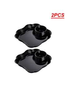 1 buah/2 buah/4 buah Piring Plastik Persegi untuk Saus Celup Pangsit, Cocok untuk Buah, Pangsit, Kentang Goreng, Sushi, dll., Cocok untuk Rumah, Restoran, Pesta, Sekolah, dan Hadiah. - Hitam - View 7