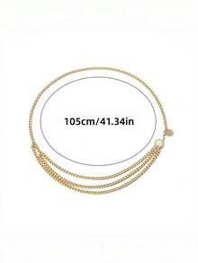 1pc Women's Simple Adjustable Waist Chain, Versatile Summer Body Chain, Suitable For Beach Vacation, Daily Casual Wear, 3-Layer Gold Waist Chain - Chain Waist Belt - View 4