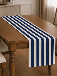 1pc,Bohemian Style,Minimalist Striped Table Runner,Microwave Dust Cover,Protective Cover,Rectangular Tablecloth,Washable,Suitable For Home Dinner,Coffee Table,Kitchen And Dining Room Decor,Dining Table Decoration Party And Scene Decor,Home Decor,Outdoor Patio Table Runner Decor,Entryway Decor,Fireplace Cover - Navy Blue - View 2