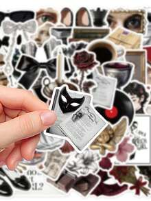 50PCS,Dark Academy Style Stickers,Scrapbook Supplies,Junk Journal Supplies,Creative And Aesthetic Design Sticker,Waterproof Decorative Stickers,Suitable For Mobile Phone Cases,Tablets,Mobile Phone,Laptops,Suitcases,Cars,Notebooks,Helmet,Guitar, - one-size - View 11