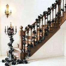 1/3pcs Artificial Rose Vine Wedding Venue Decoration, Home Bedroom, Living Room, Bathroom Wall Hanging Decor, Outdoor Garden School Birthday Party Supplies, Valentine's Day Decoration, New Year, Valentine's Day Gift, Graduation Ceremony - Black - View 7